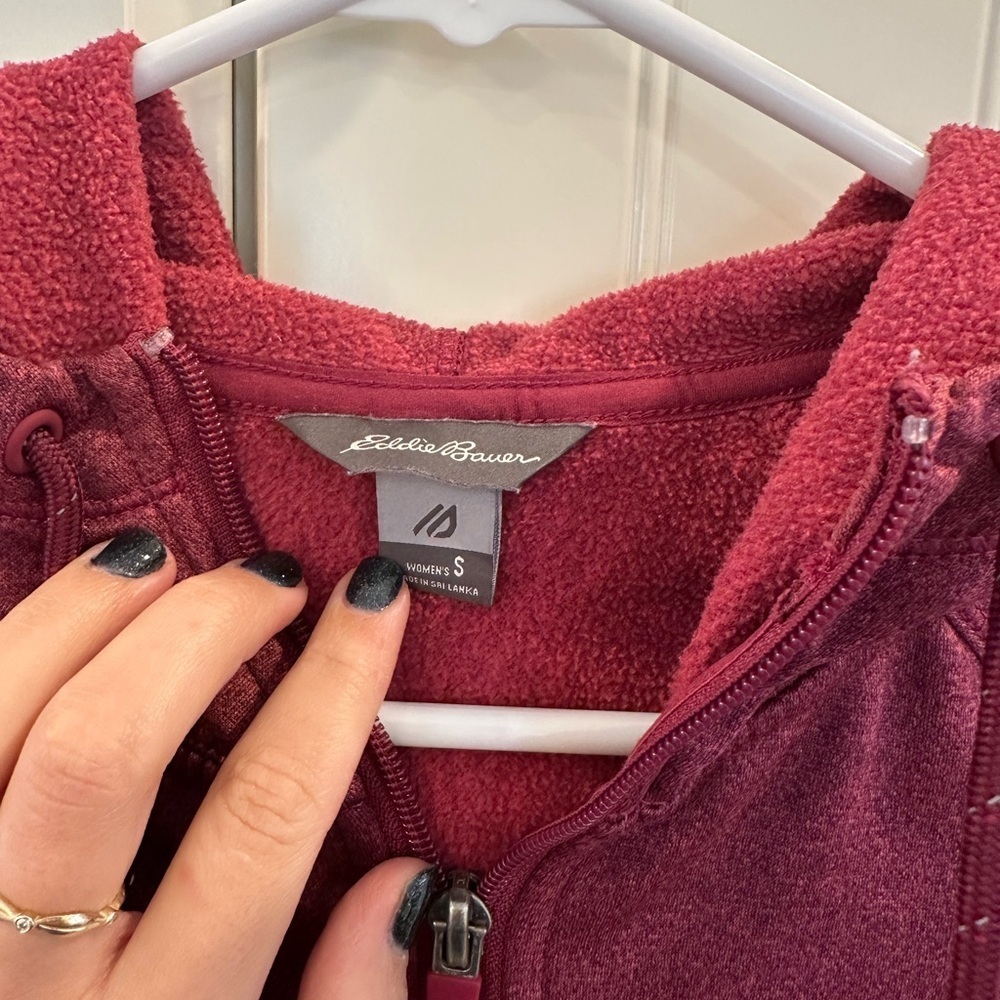 Eddie Bauer Burgundy Zip-Up Fleece - Picture 2 of 4